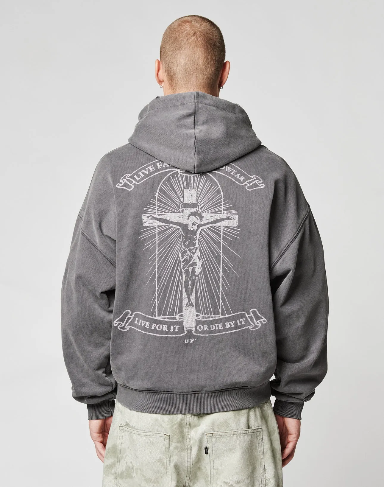 LFDY Cross Hooded Zip sold by Live Fast Die Young