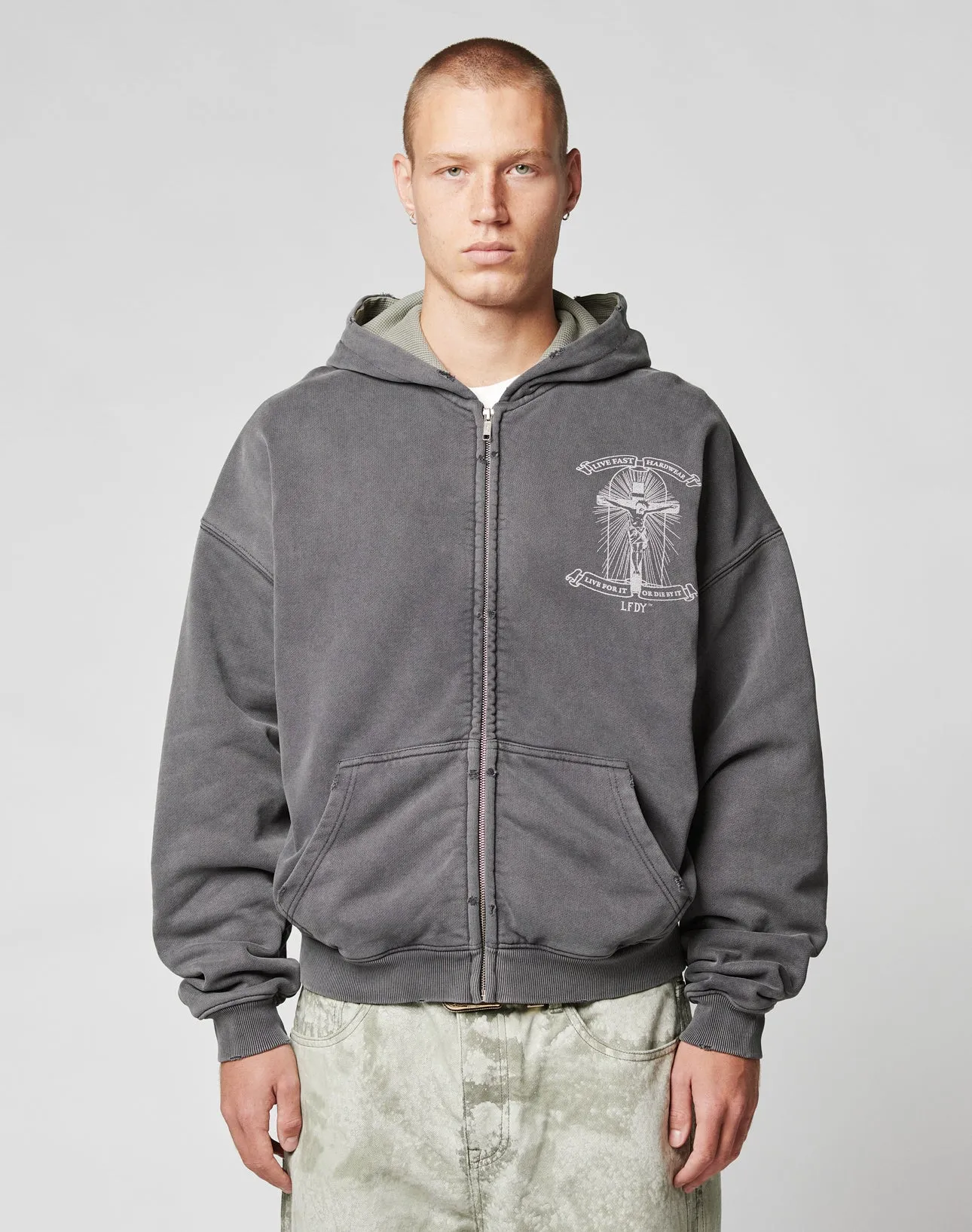 LFDY Cross Hooded Zip sold by Live Fast Die Young product image thumbnail 2