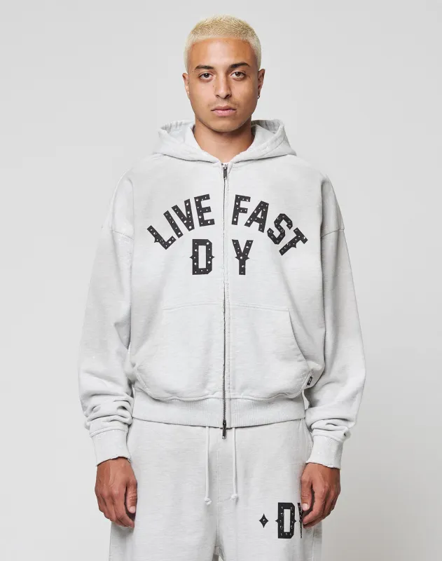 Live Fast Rivet Hooded Zip sold by Live Fast Die Young