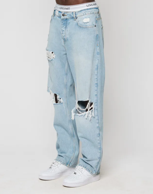 LFDY Distressed Baggy Denim sold by Live Fast Die Young