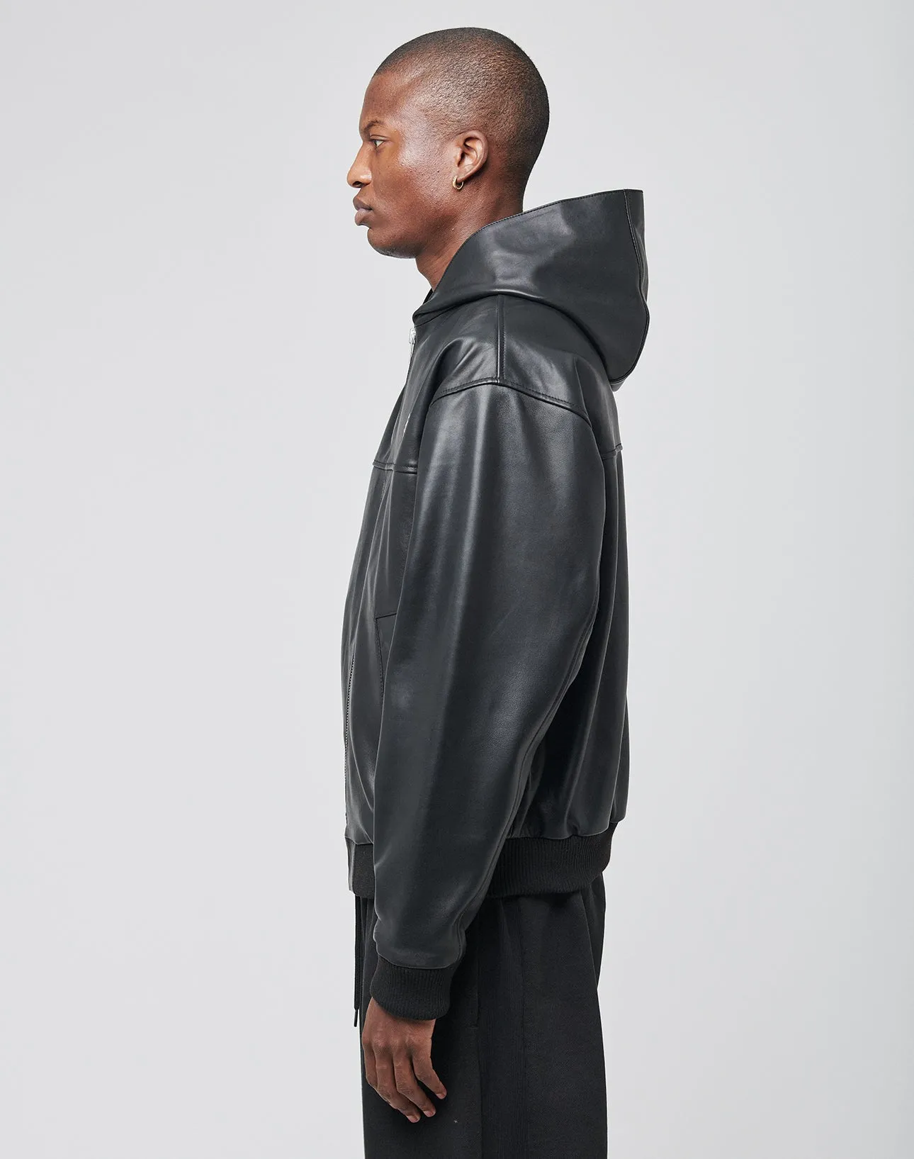 Leather Hooded Jacket sold by Live Fast Die Young product image thumbnail 4