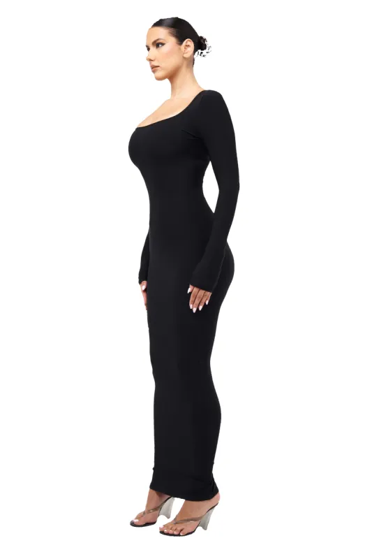 Not So Basic Basic - ROUNDED SQUARE-NECK MAXI DRESS sold by CouCoo