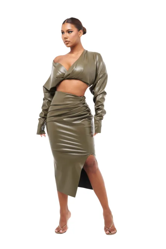 Skorpios Skirt - Kalamata Olive sold by CouCoo