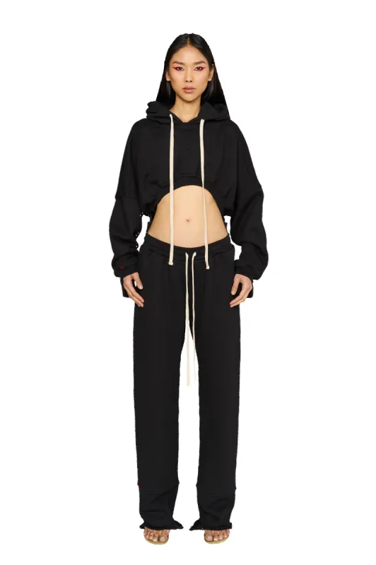 Cropped, Asymmetric Hoodie - Carbon made by CouCoo