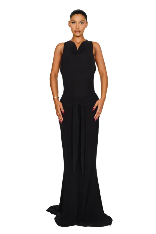 Basin Dress - Satin Black sold by CouCoo