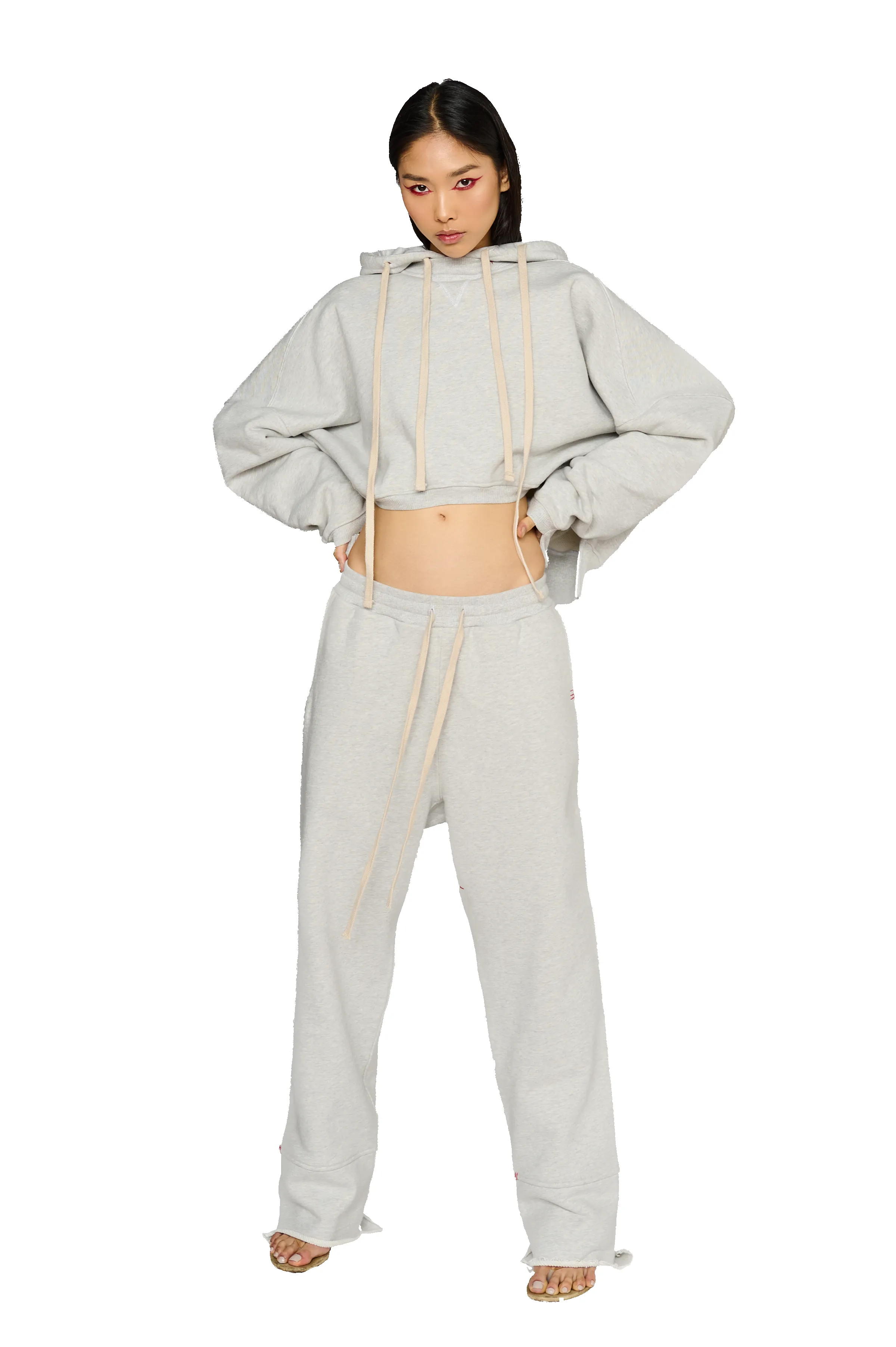 Asymmetric, Drop Crotch Tracksuit Bottoms - Cloud sold by CouCoo product image thumbnail 4