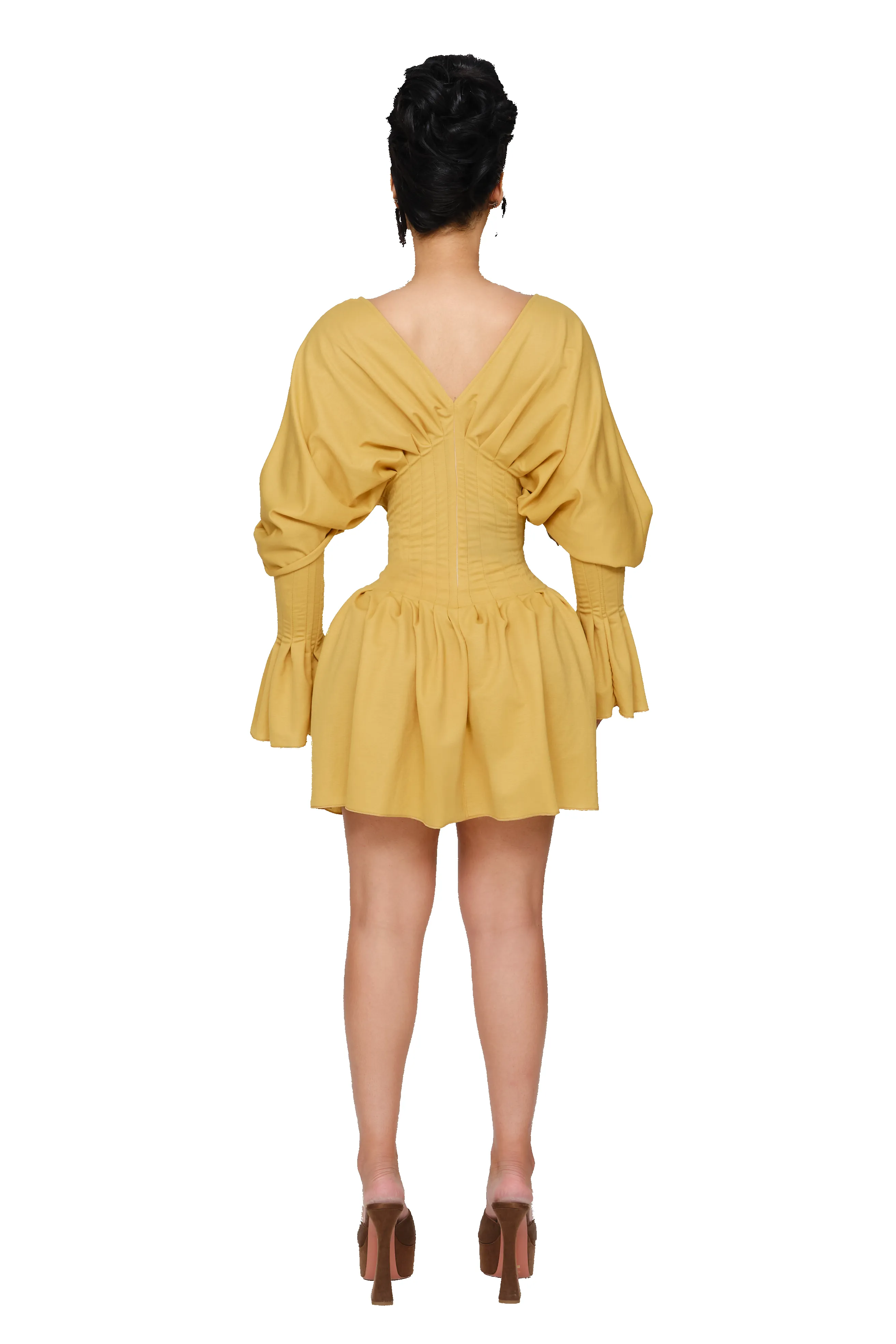 Dusk Draped Mini Dress - Lemon Spoil sold by CouCoo product image thumbnail 3