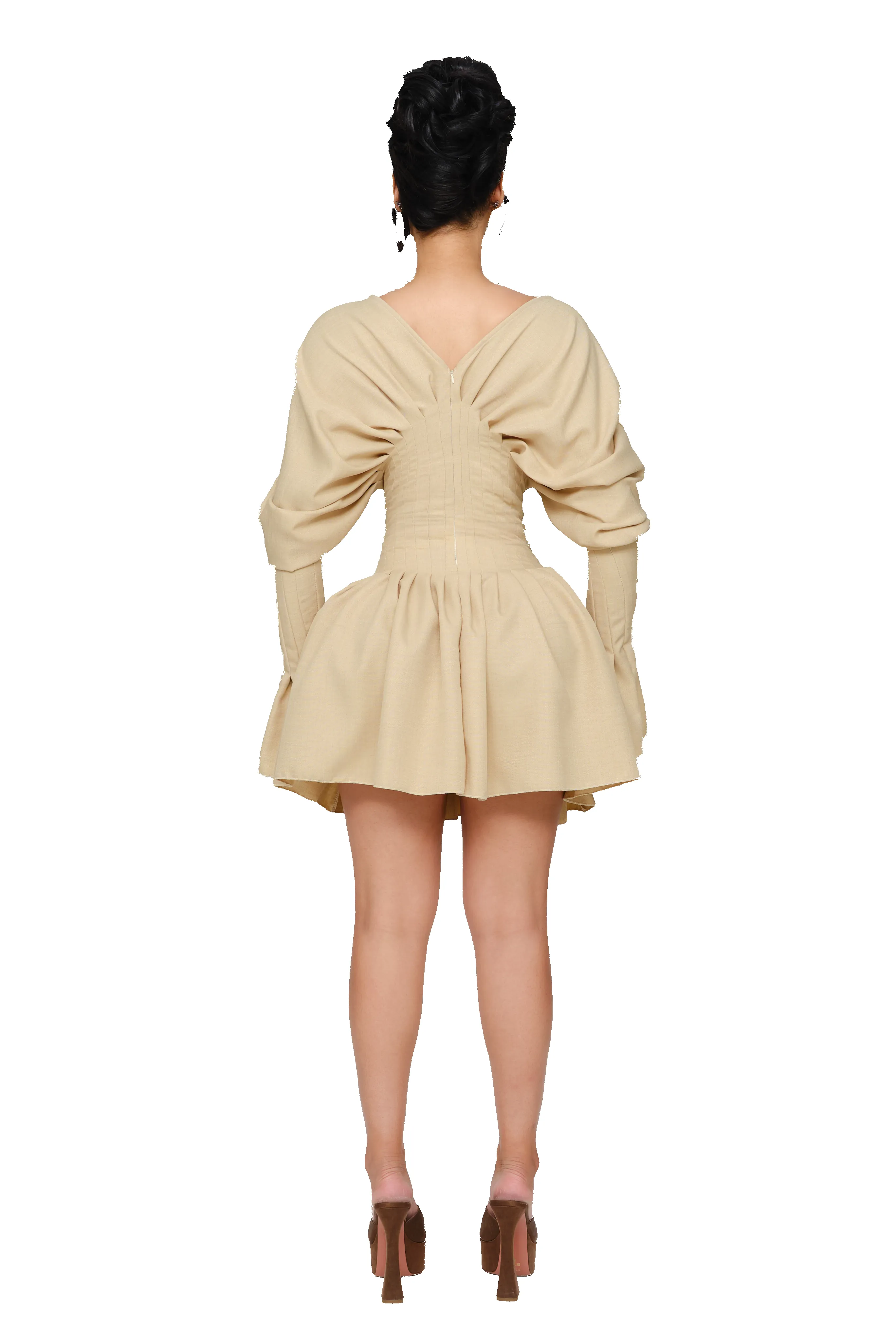 Dusk Draped Mini Dress - Dusted Shell sold by CouCoo product image thumbnail 3