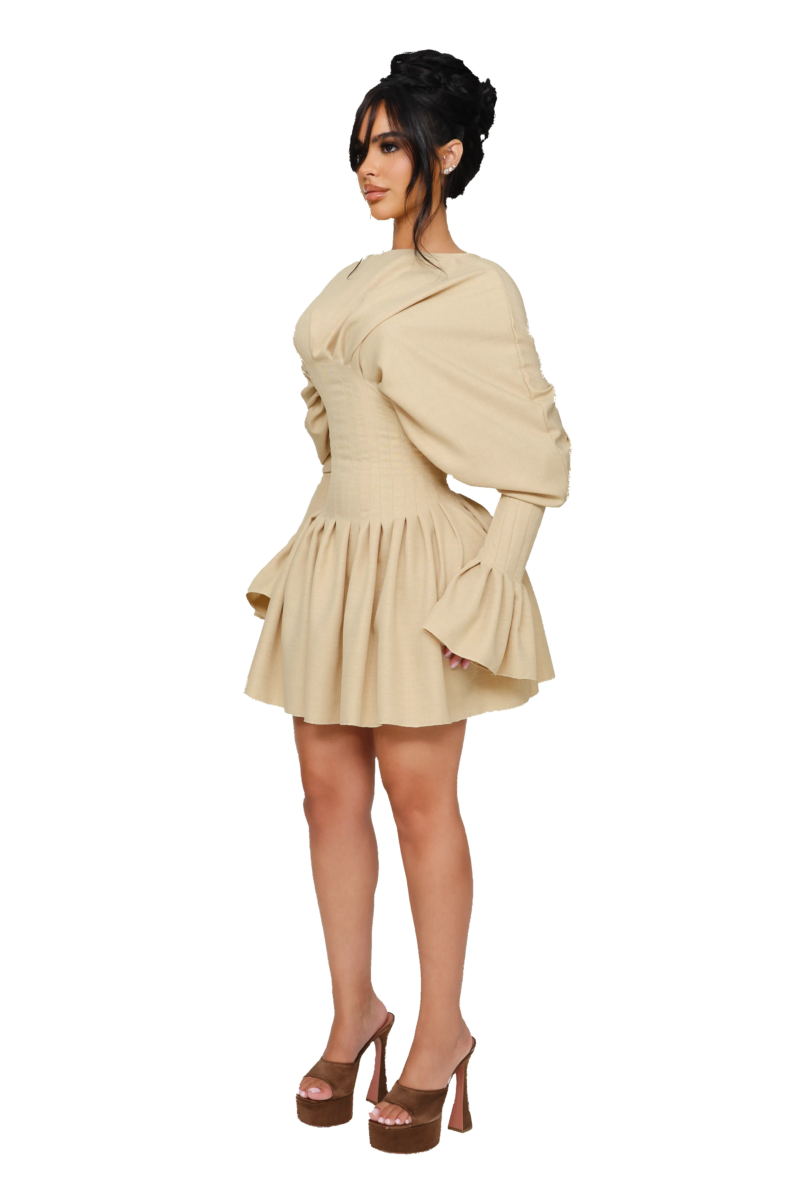 Dusk Draped Mini Dress - Dusted Shell sold by CouCoo product image thumbnail 2