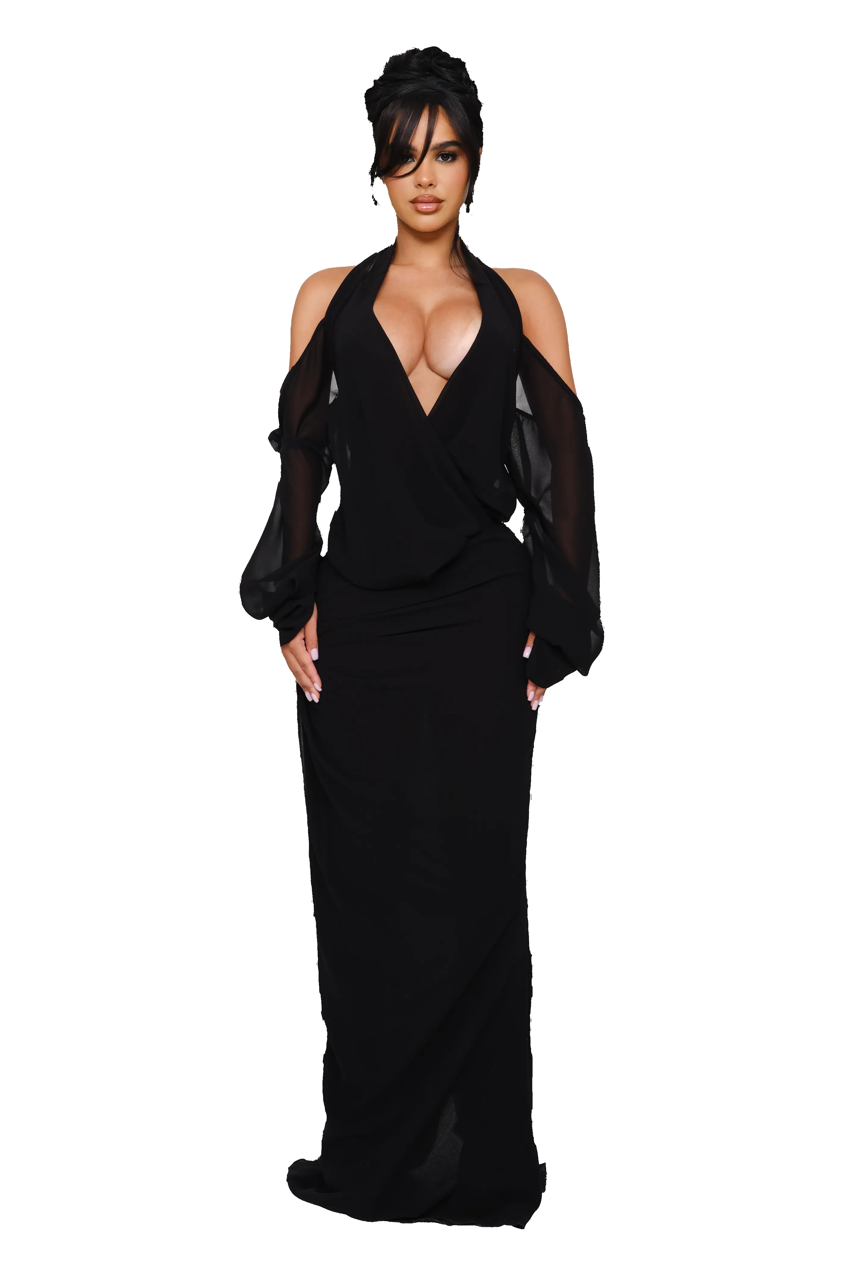 Vora Off-Shoulder Maxi Dress - Midnight Script sold by CouCoo