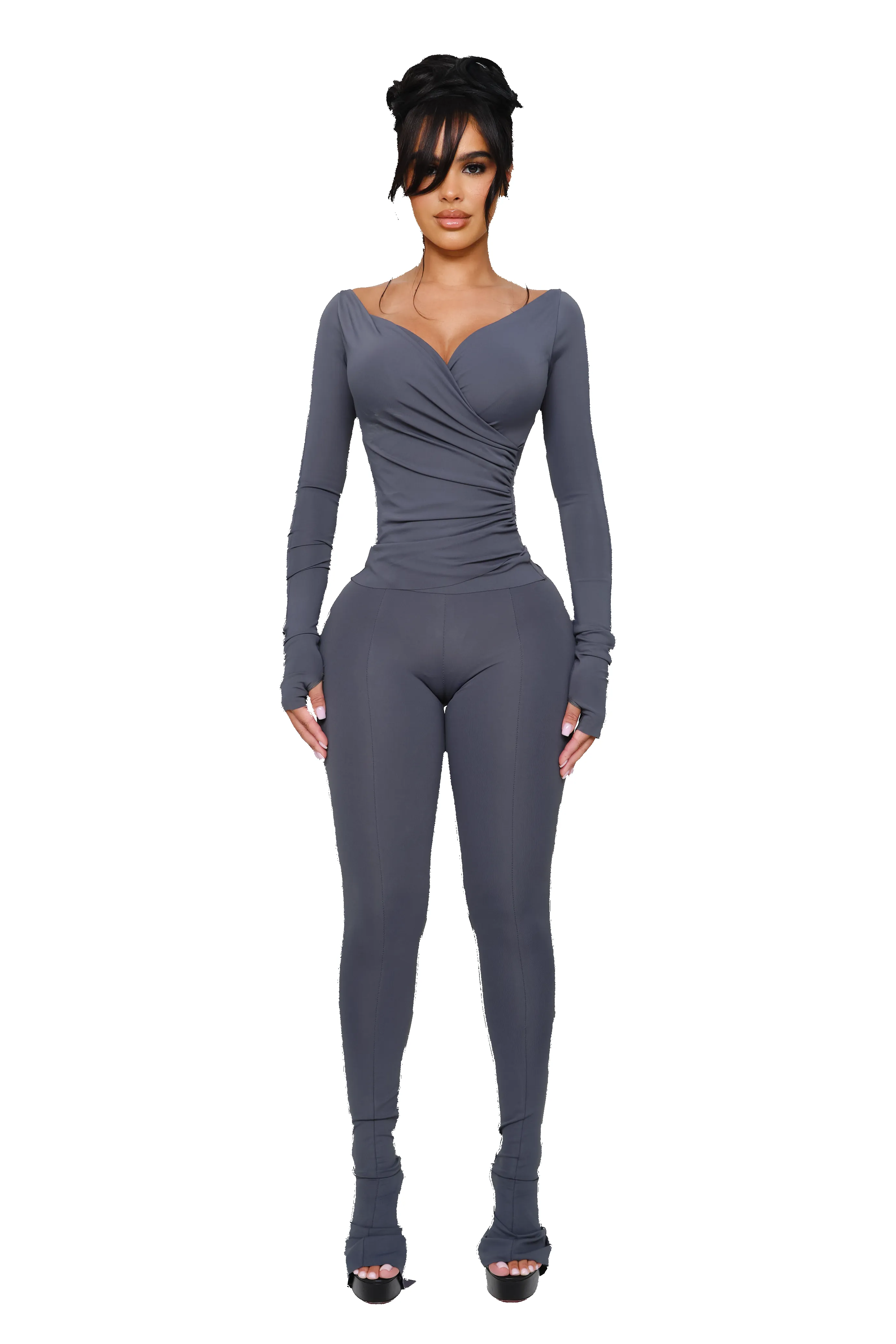 Lanai Long Sleeved Top - Grey Wire sold by CouCoo