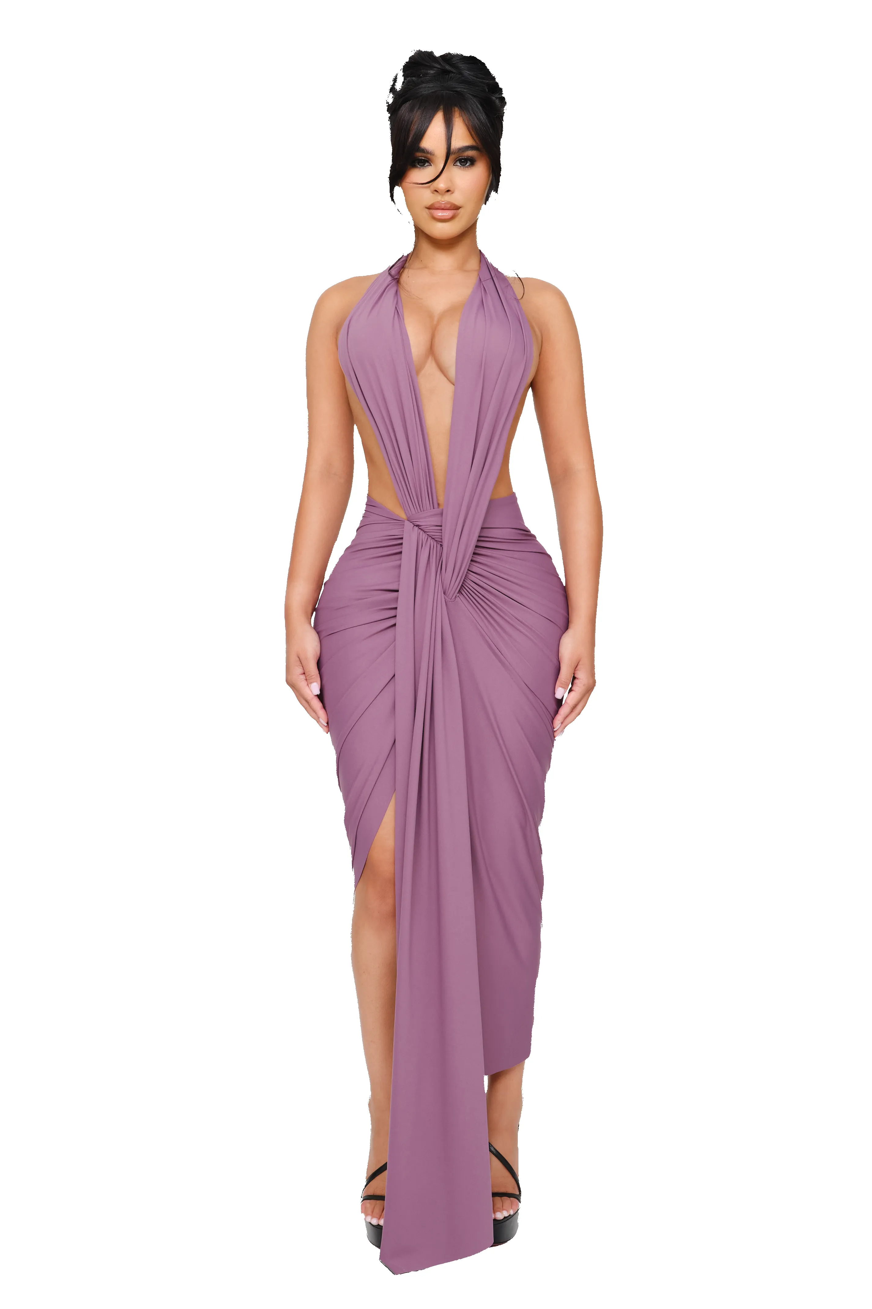 Dionè Halter Midi Dress - Wilted Plum sold by CouCoo