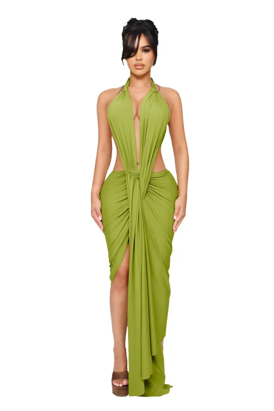 Dionè Halter Midi Dress - Martini Pith sold by CouCoo