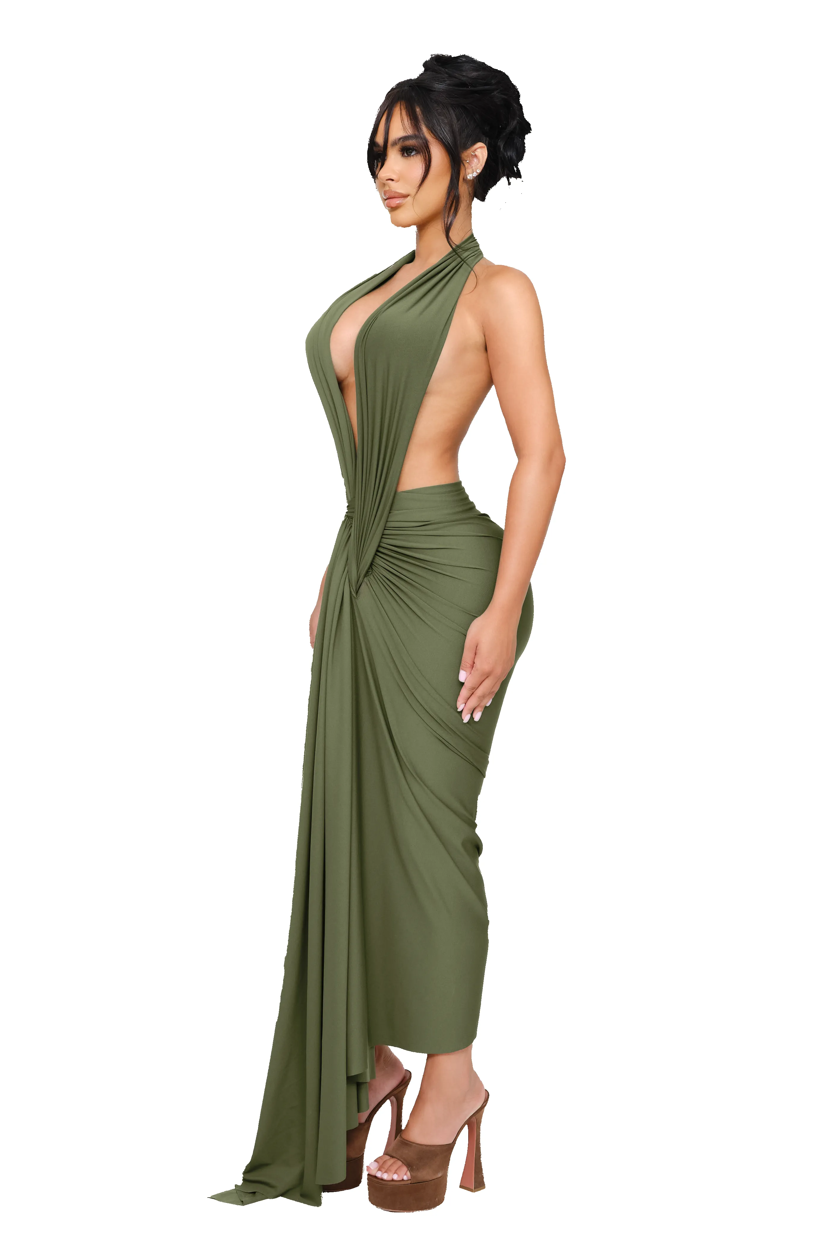 Dionè Halter Midi Dress - Vine Slip sold by CouCoo product image thumbnail 2