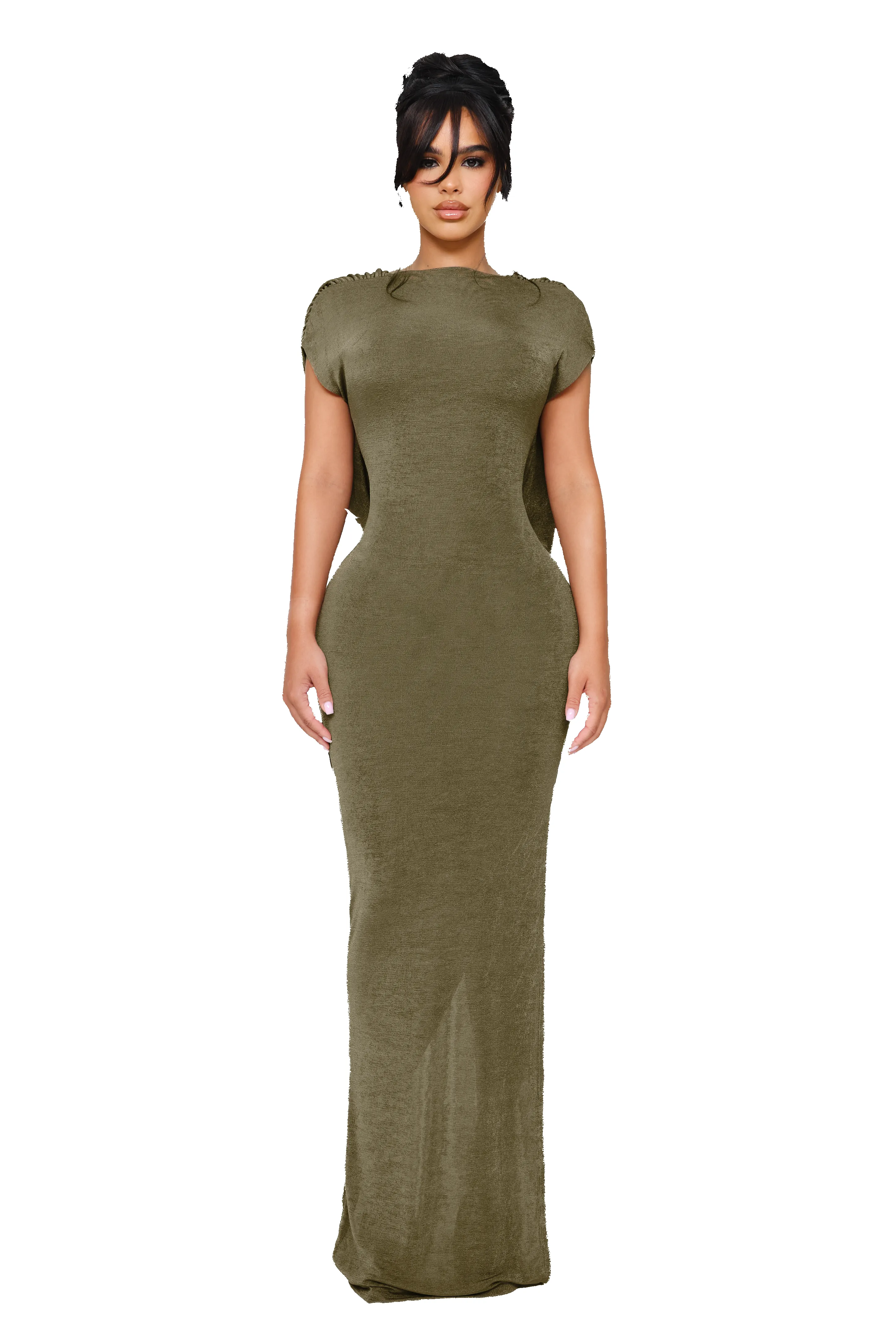 Avara Backless Maxi Dress - Thyme sold by CouCoo