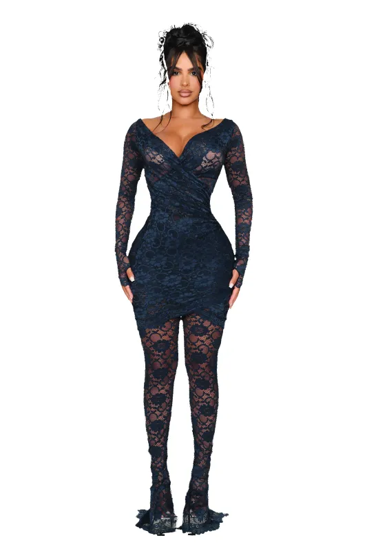 Naia Lace Leggings - Ink Vein sold by CouCoo