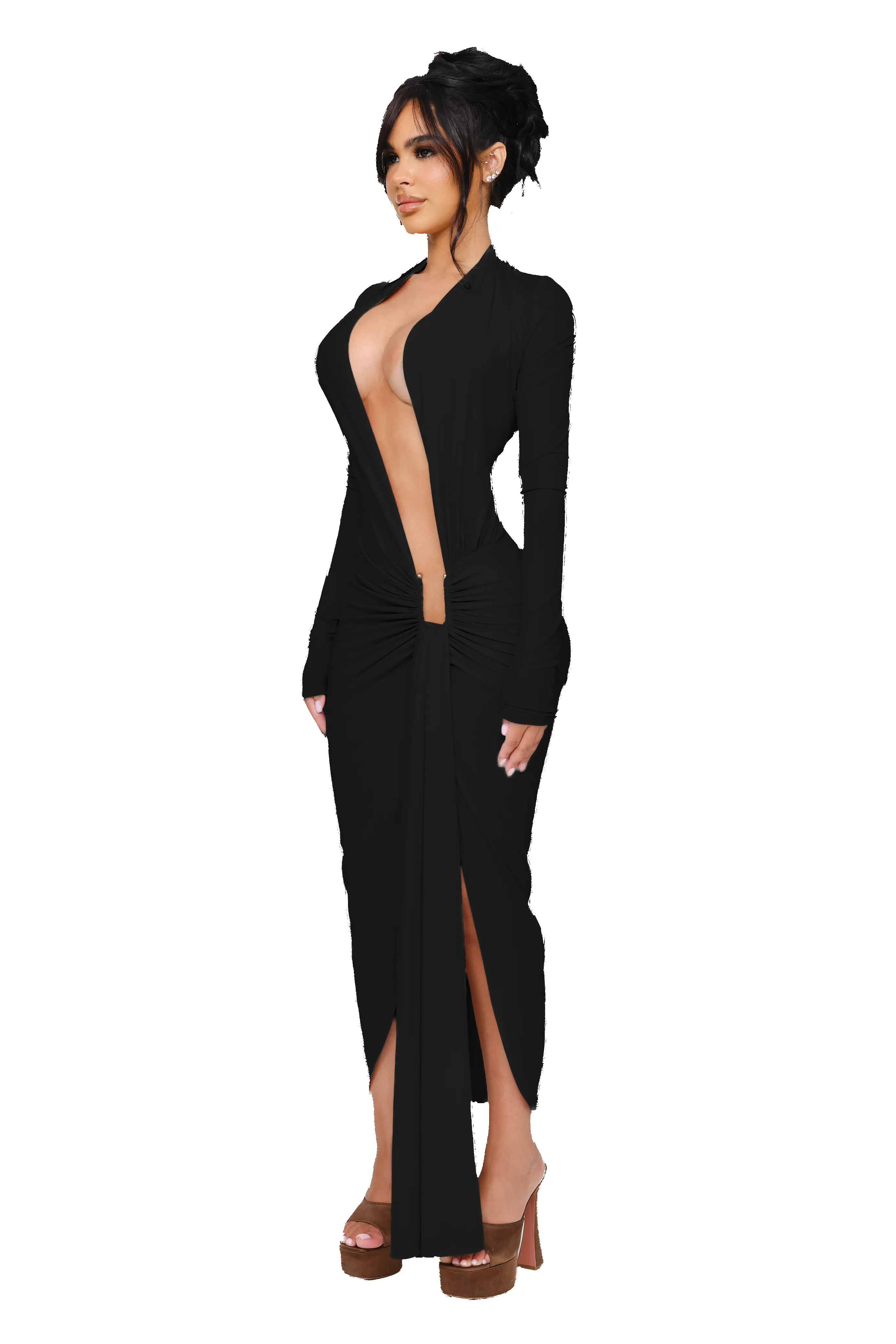 Noxra Deep Plunge Dress - Black sold by CouCoo product image thumbnail 2