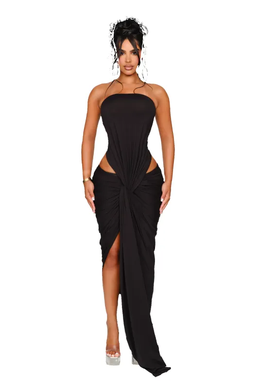 Kali Knot Dress - Blackout sold by CouCoo