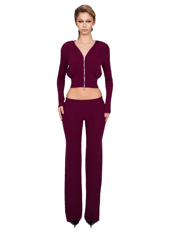 Pordena Ribbed Trouser - Merlot Rib sold by CouCoo