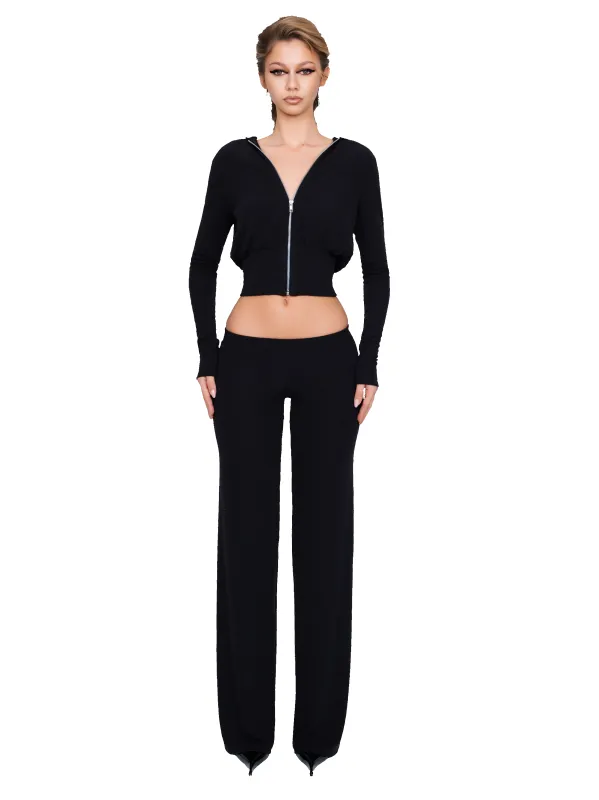 Pordena Ribbed Trouser - Obsidian Rib sold by CouCoo