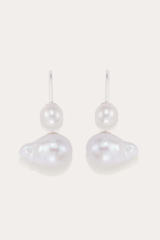 Cloud Pearl Earrings Silver sold by Little Liffner
