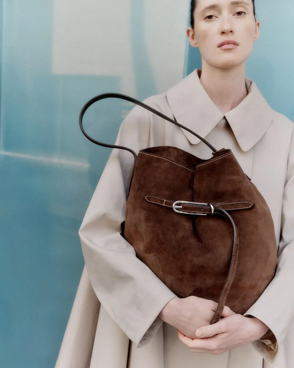 Belted Bucket Bag Large Dark Brown Suede sold by Little Liffner product image thumbnail 2