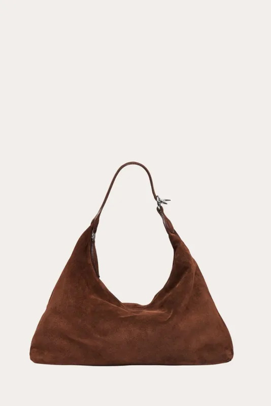 Pillow Shoulder Bag Suede Dark Brown sold by Little Liffner