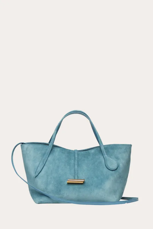 Petite Penne Tote Suede Cadet Blue sold by Little Liffner