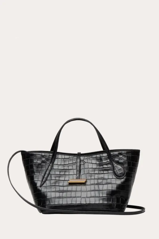 Petite Penne Tote Black Croc-Embossed sold by Little Liffner