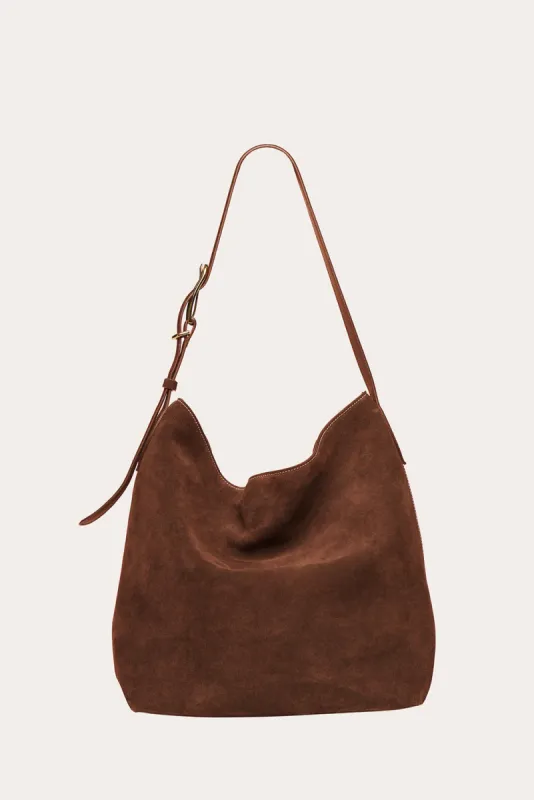 Slouch Bucket Dark Brown Suede sold by Little Liffner