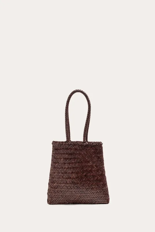 Flat Leather Basket Dark Brown sold by Little Liffner