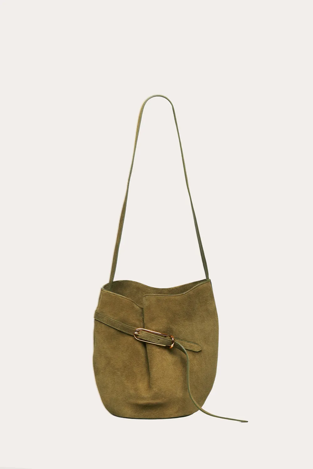 Belted Bucket Bag Herb Suede sold by Little Liffner