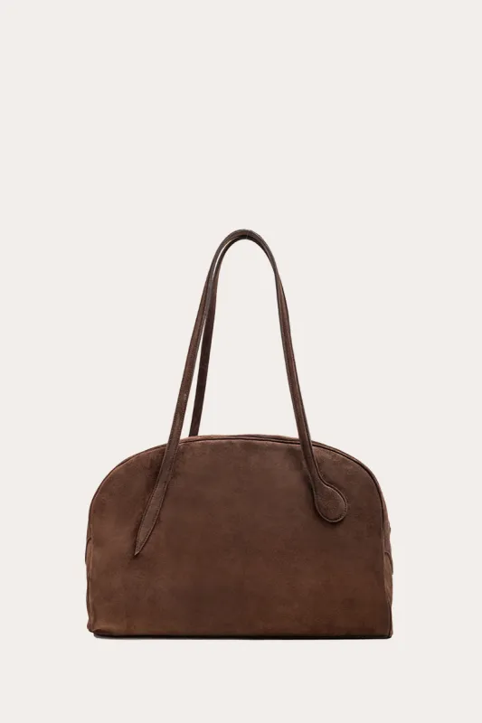 Bowling Bag Dark Brown Suede sold by Little Liffner