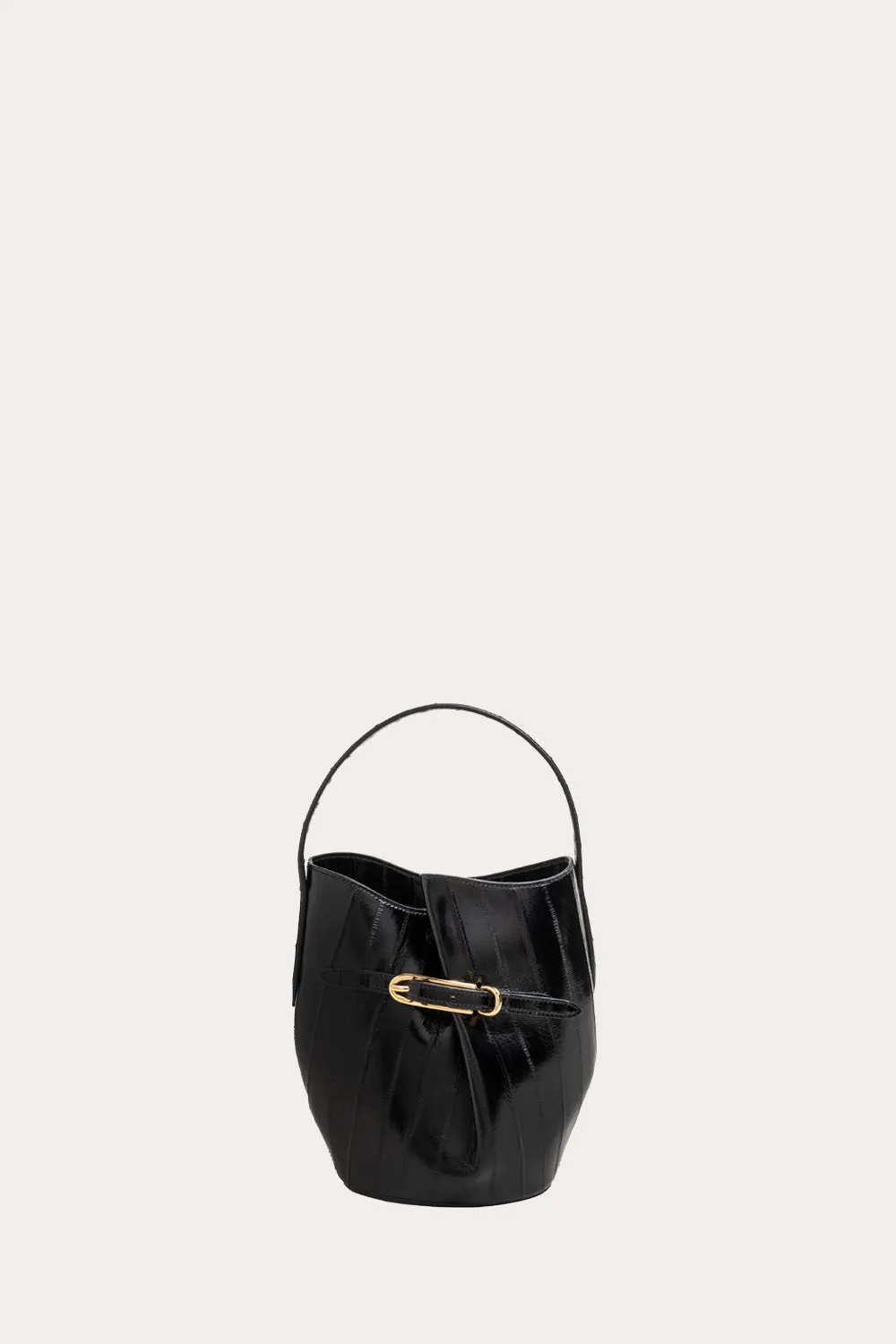 Belted Bucket Bag Mini Black Eel sold by Little Liffner