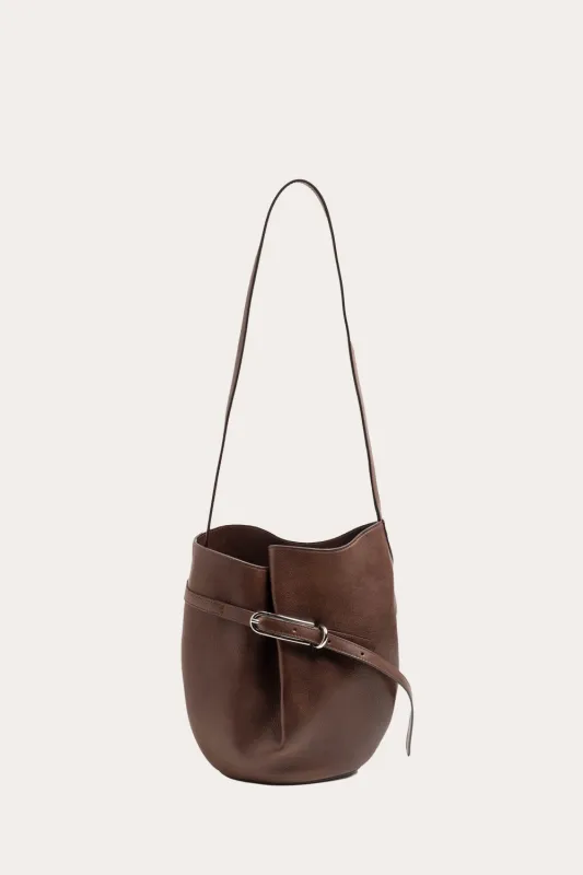 Belted Bucket Bag Dark Brown sold by Little Liffner