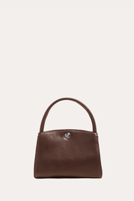 Pushlock Lady Bag Dark Brown sold by Little Liffner