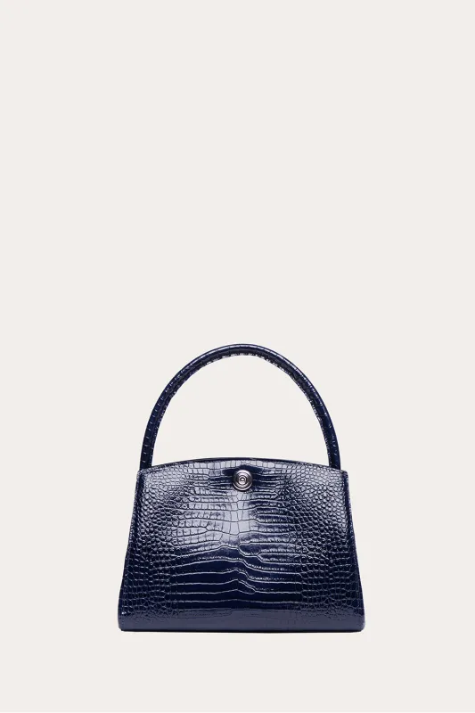 Pushlock Lady Bag Navy Croc sold by Little Liffner