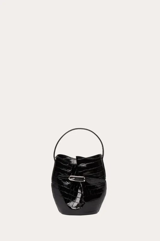 Belted Bucket Bag Mini Black Croc sold by Little Liffner