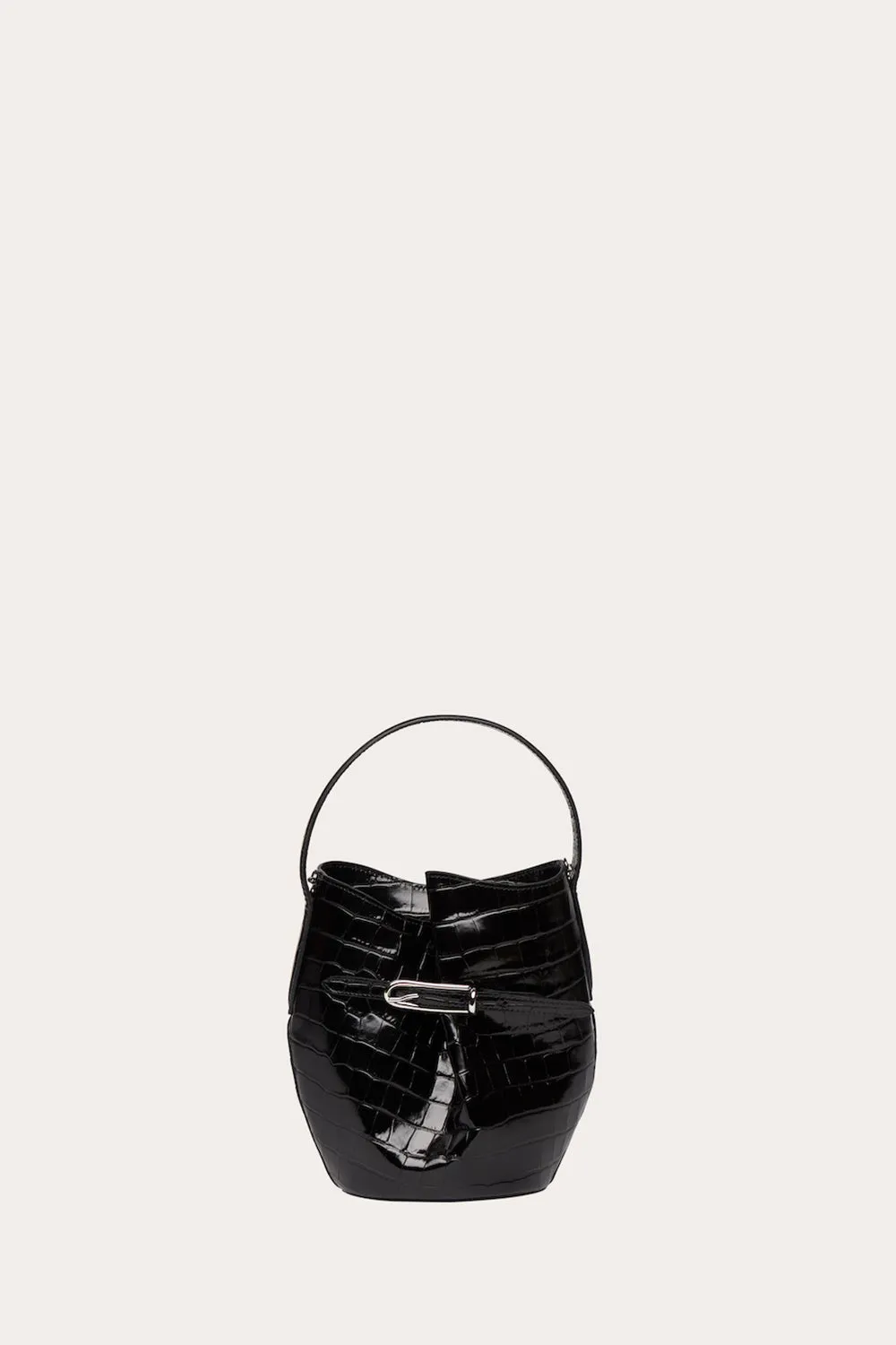 Belted Bucket Bag Mini Black Croc sold by Little Liffner