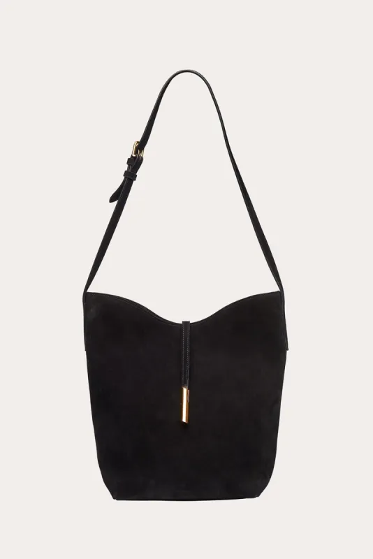 Penne Bucket Black Suede sold by Little Liffner