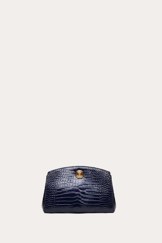 Pushlock Clutch Navy Croc made by Liffner
