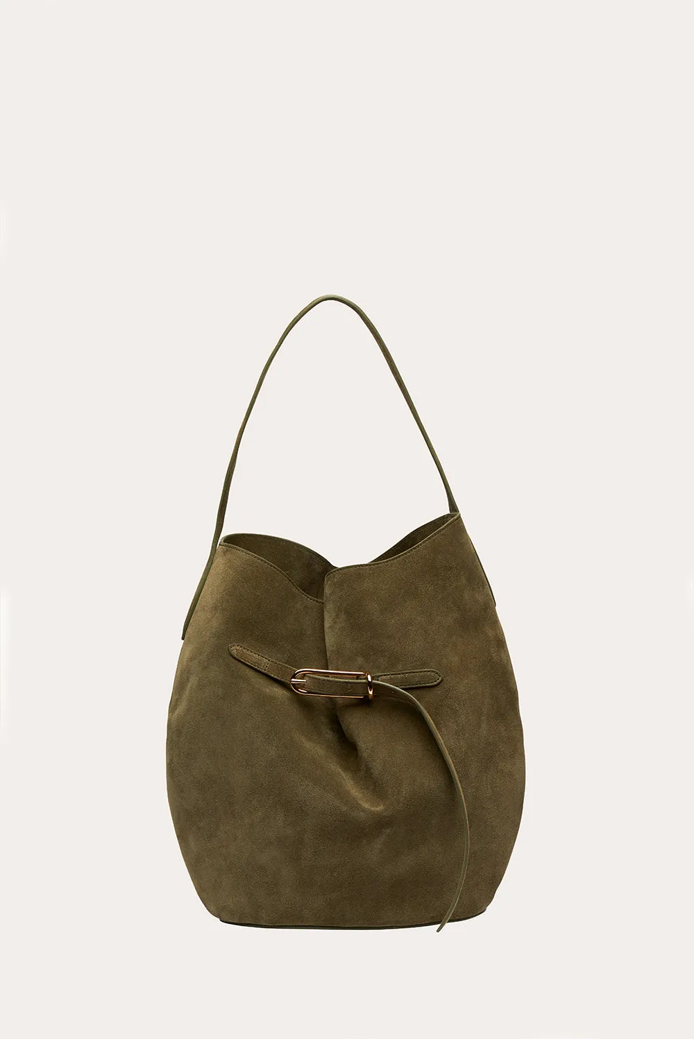 Belted Bucket Bag Large Sage Suede sold by Little Liffner
