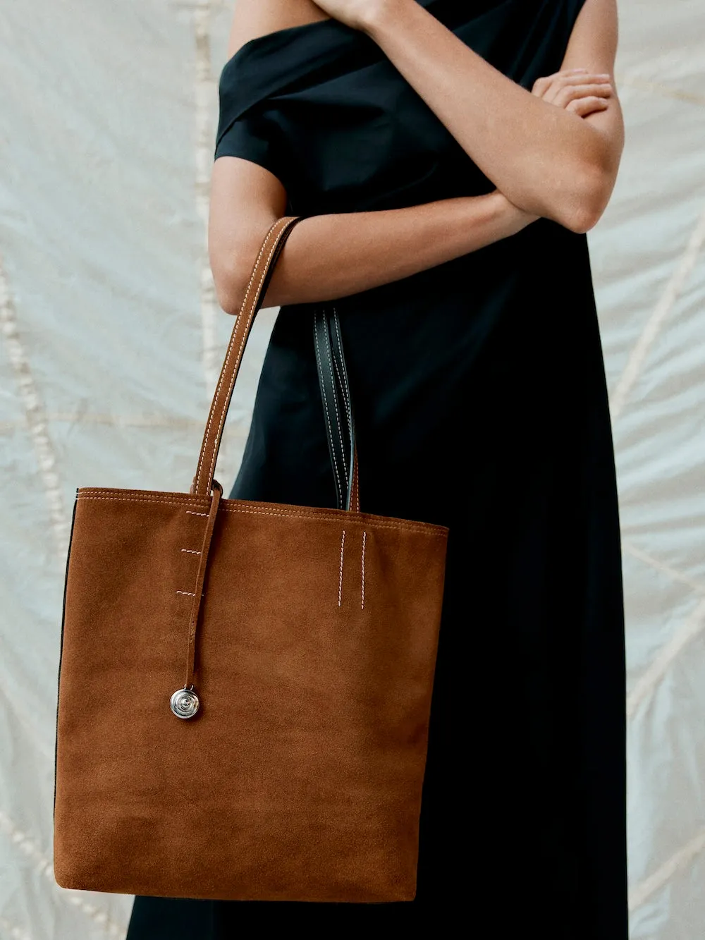 Paper Tote Saddle Brown Suede sold by Little Liffner product image thumbnail 2