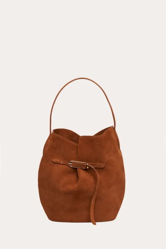 Belted Bucket Bag Large Saddle Brown Suede sold by Little Liffner