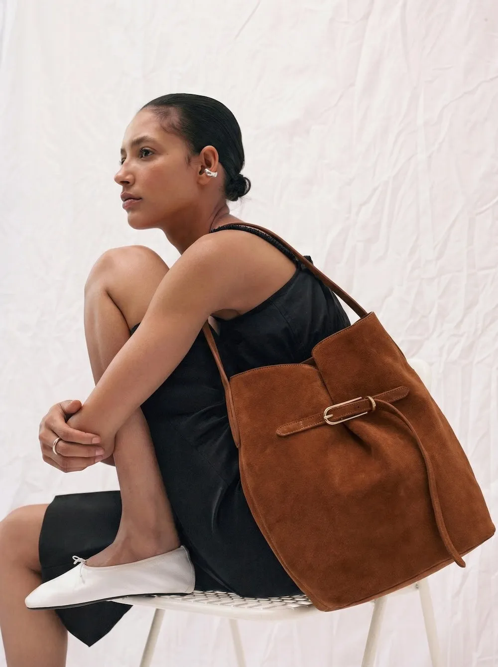 Belted Bucket Bag Large Saddle Brown Suede sold by Little Liffner product image thumbnail 2