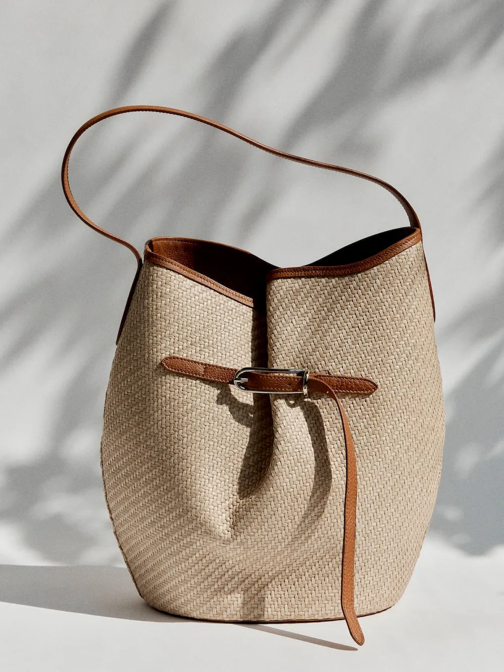 Belted Bucket Bag Large Beige Raffia sold by Little Liffner product image thumbnail 2