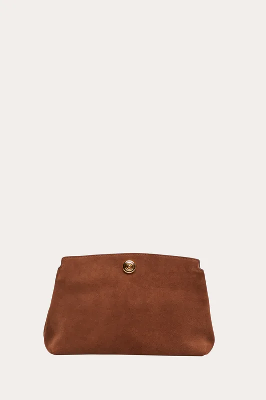 Pushlock Pouch Saddle Brown Suede made by Liffner