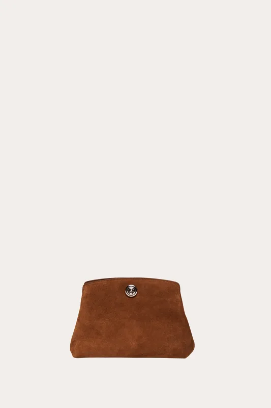 Pushlock Pouch Mini Light Brown Suede made by Liffner
