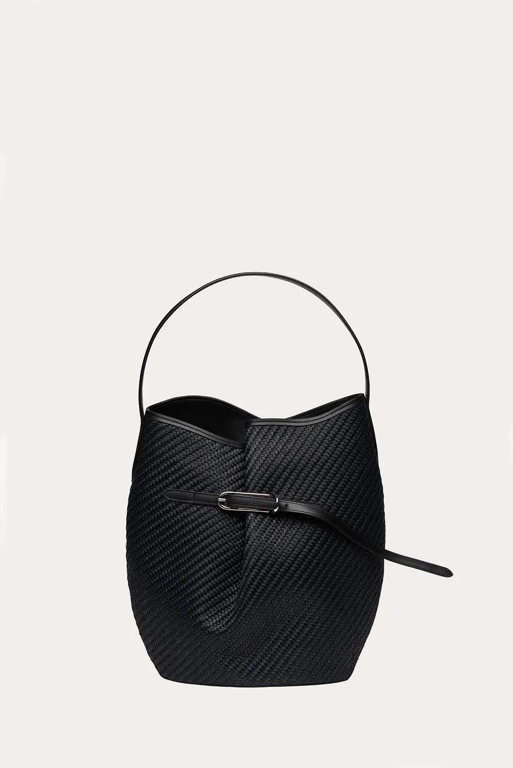 Belted Bucket Bag Large Black Raffia sold by Little Liffner