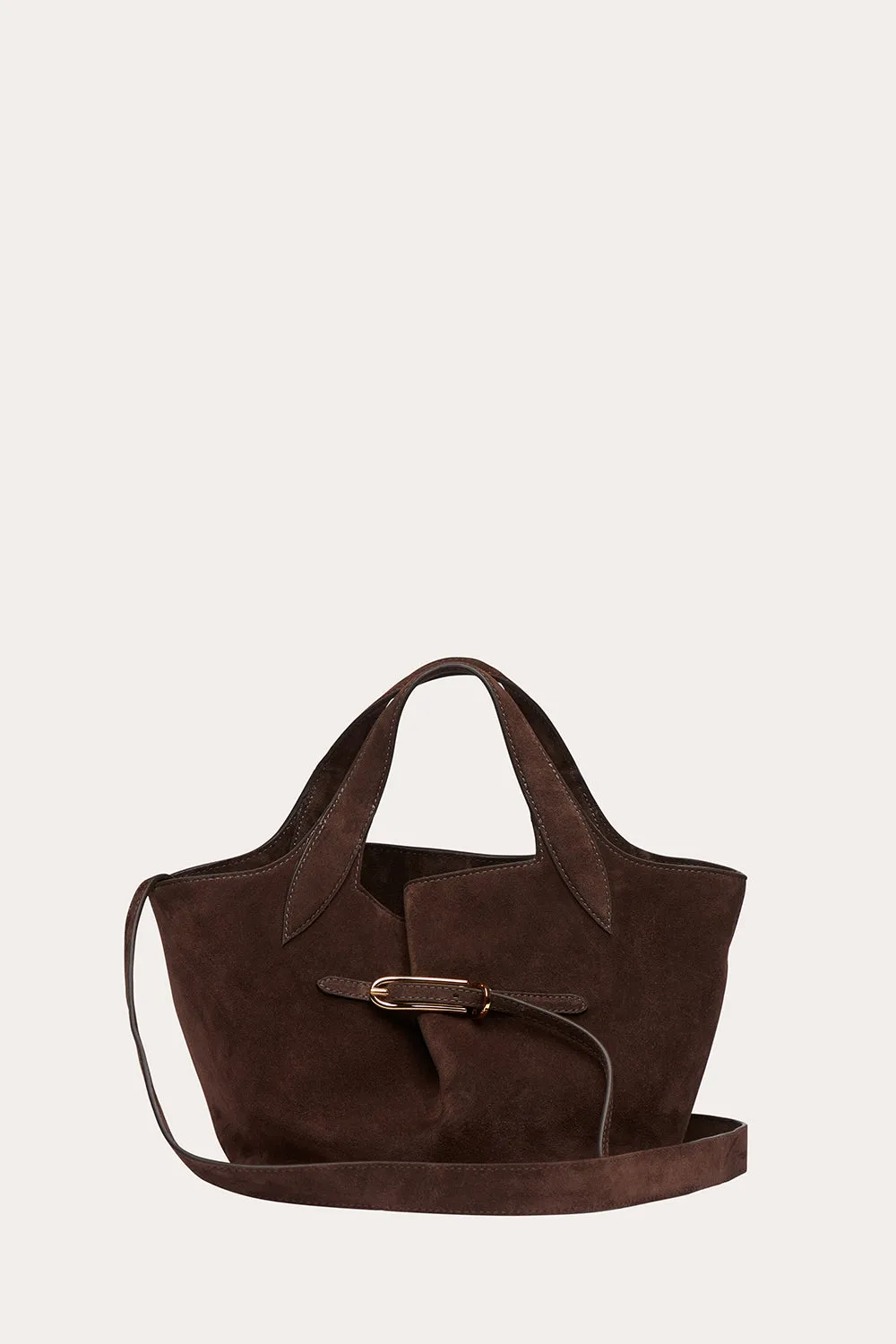 Belted Tote Mini Dark Brown Suede sold by Little Liffner
